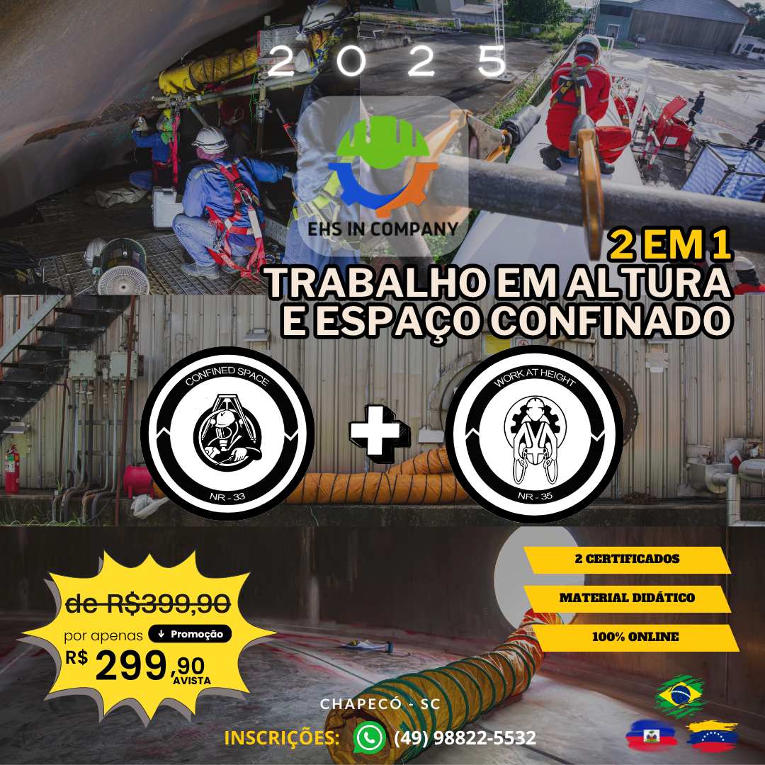 Pacote (Trabalho em Altura NR-35) + (Trabalho em espaço confinado NR-33)